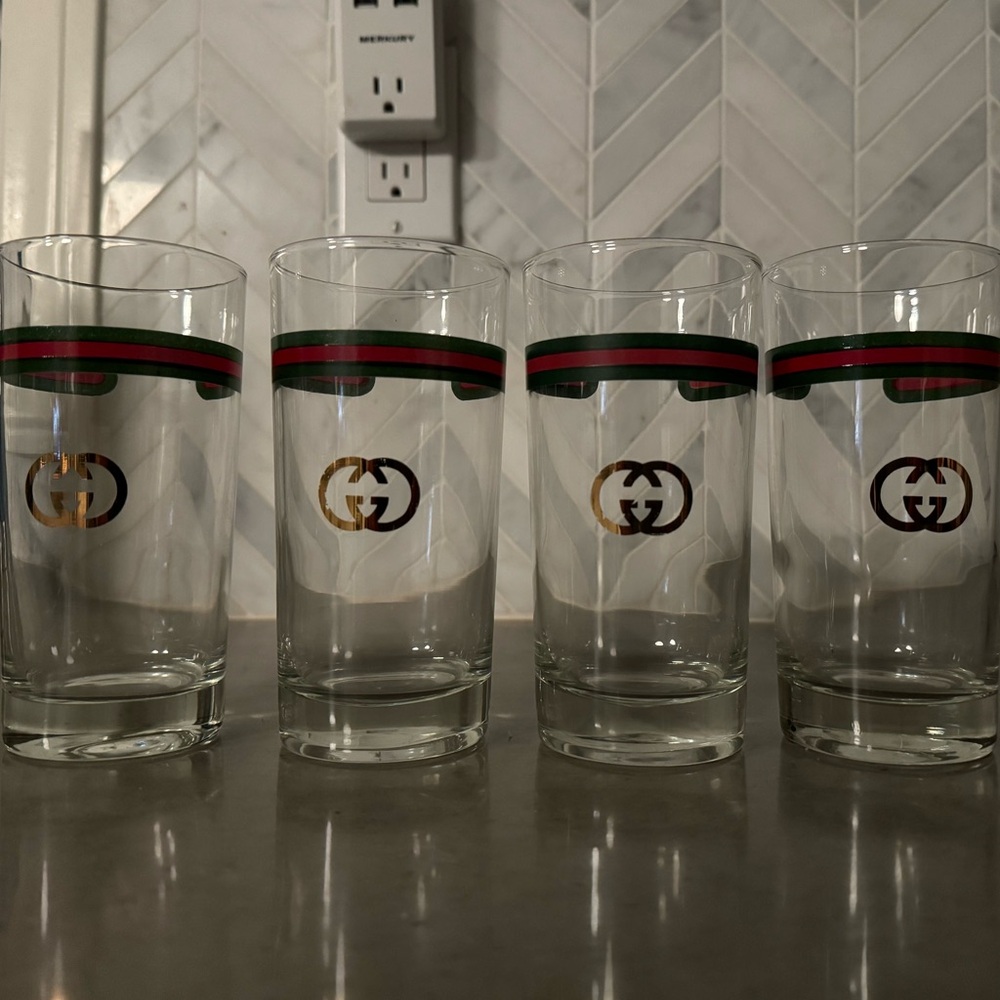 4 Gucci highball glasses authentic